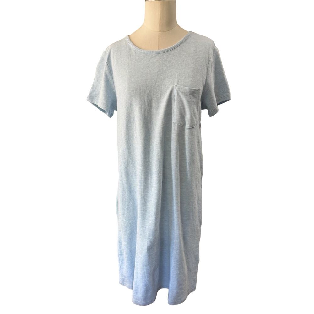 Style & Co. Petite PM Light Blue Short Sleeve Pocket Knit T-Shirt Dress NEW